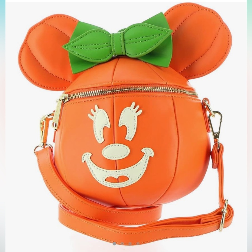 Loungefly Disney Glow Face Pumpkin Minnie Figural Crossbody Bag